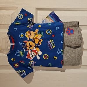 nickelodeon Paw Patrol Kids 12 Months 2pc Blue T-Shirt and Gray Shorts Set New
